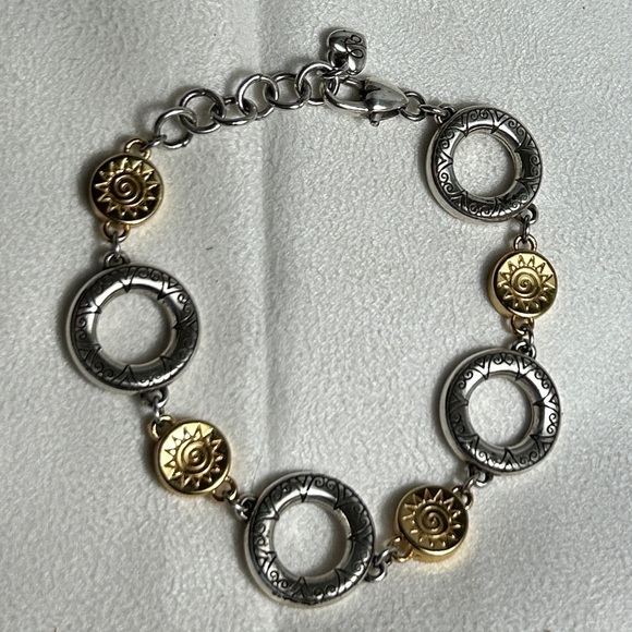Brighton Sun Drops Bracelet Two-tone Crystals Silver Plated Retired Etched 8" - Picture 4 of 10